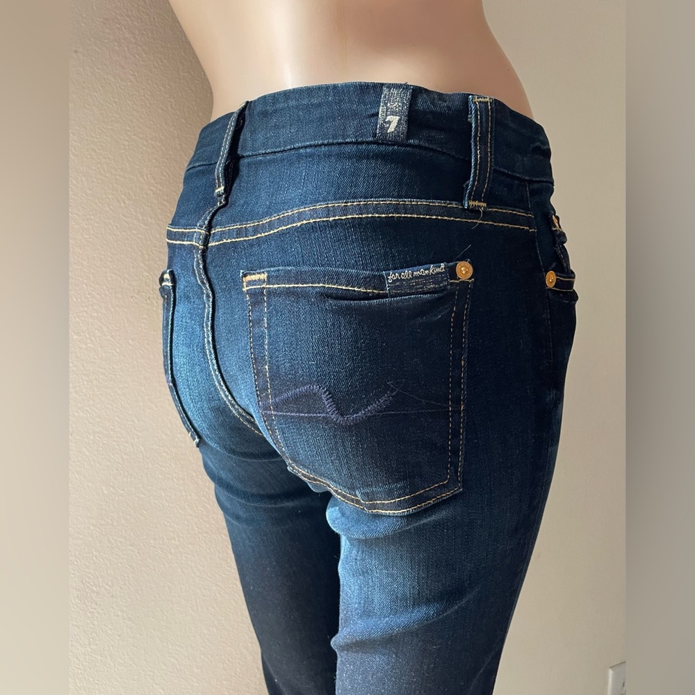 $189 WOMENS NWT 7 SEVEN FOR ALL MANKIND JEANS KIMMIE BOOT DARK BLUE SZ 23, 25